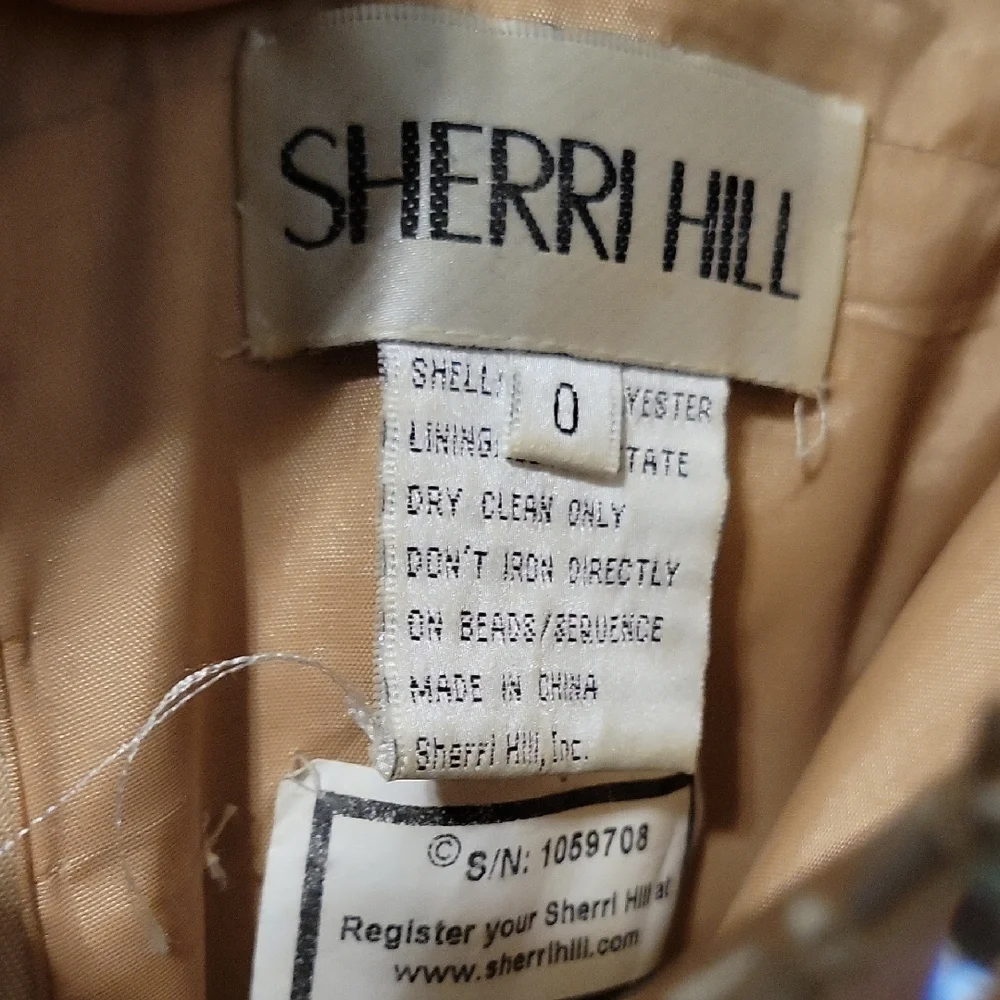 Sherri Hill Tan and Cream Prom Dress - Picture 2 of 4